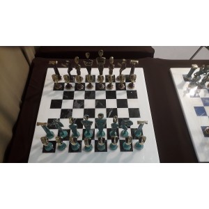 Σκακιέρα μαρμάρινη με μπρούτζινα πιόνια Μαρμάρινες Κατασκευές Διάφορες